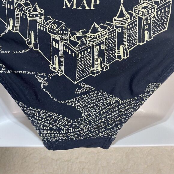 Womens Hot Topic | Harry Potter Marauders Map One Piece Swimsuit | XS Black - Picture 11 of 13